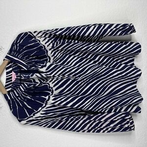 Lilly Pulitzer Shirt Womens Medium Blue Silk Long Sleeve Abstract Peasant Blouse